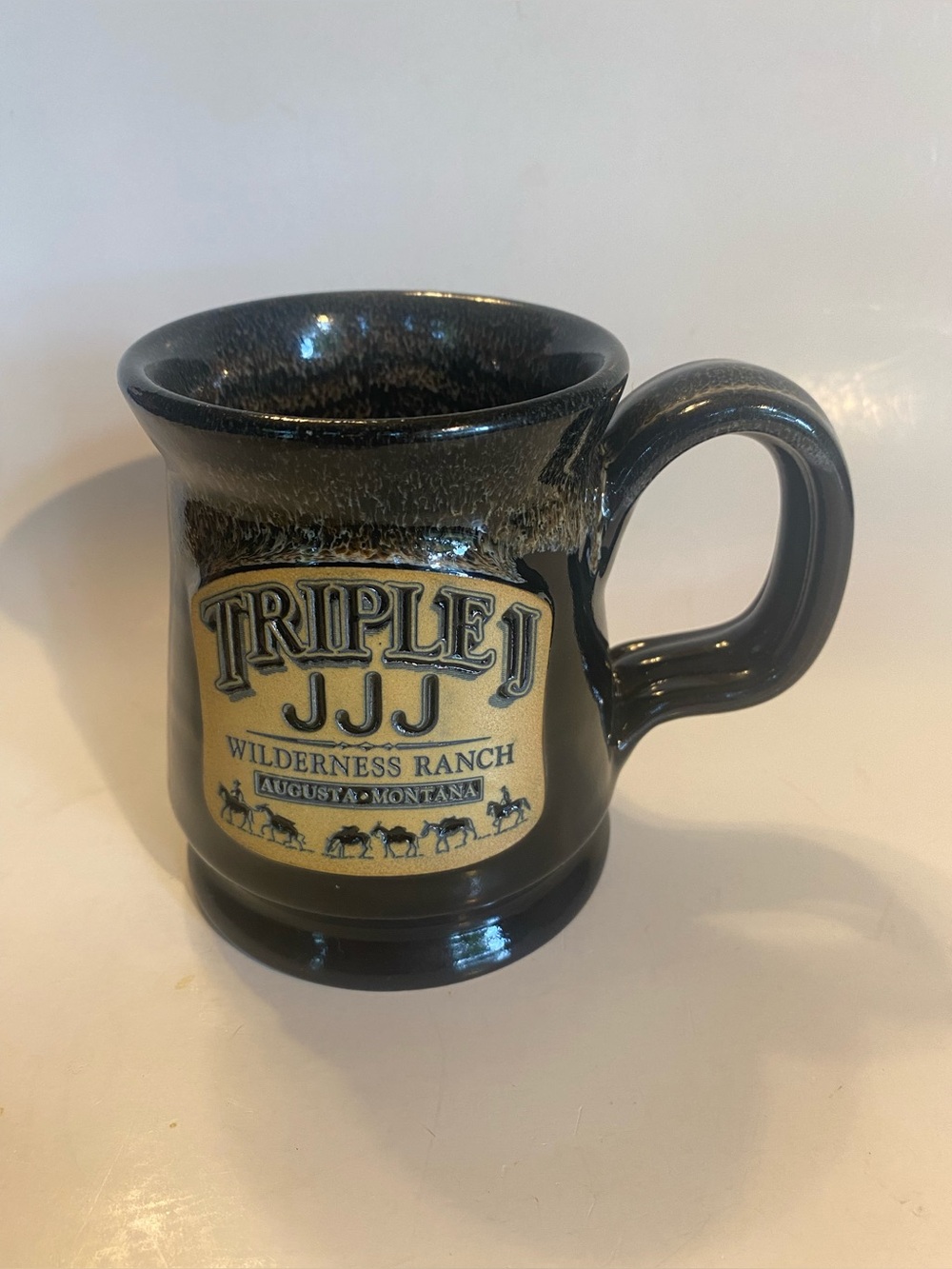 Deneen Pottery Mug Triple J Wilderness Ranch Augusta, MT Handcrafted Drip Glaze